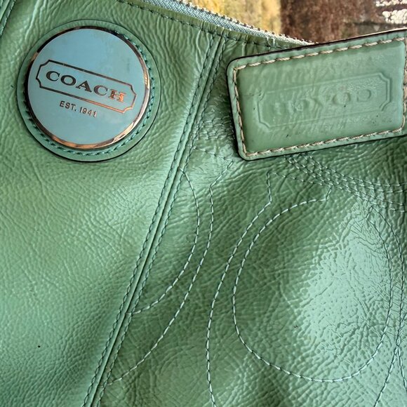 Vintage Coach Green Leather Shoulder Bag - Picture 2 of 8